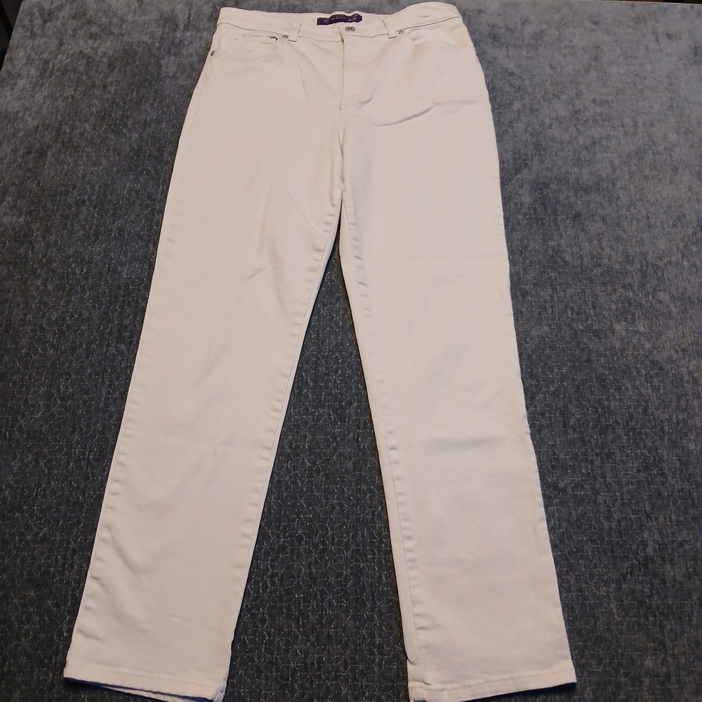 Gloria Vanderbilt Amanda High Rise Straight Leg Jeans Cream Off White Size 12
